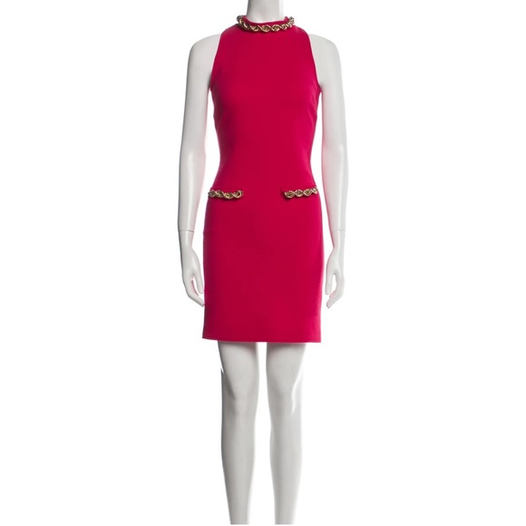 Moschino virgin wool pink fuschia dress with gold chain details - Picture 1 of 4